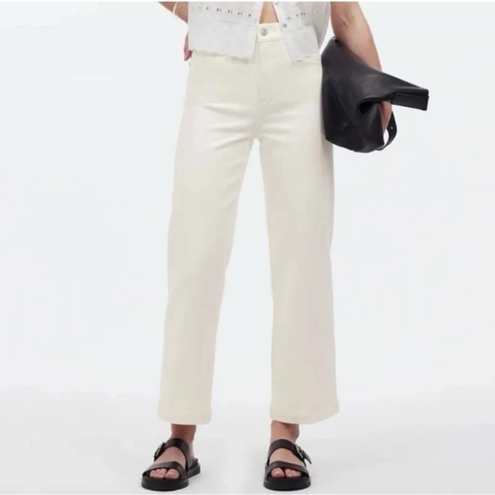 Madewell Womens 26 Jeans White Denim Emmett Wide Leg High Rise Baggy Curvy